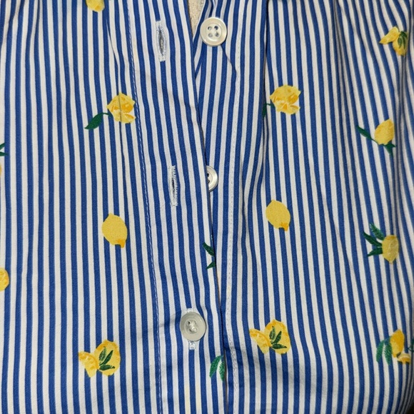 JCrew Factory lemon print striped shirt dress size 00P - Picture 6 of 8